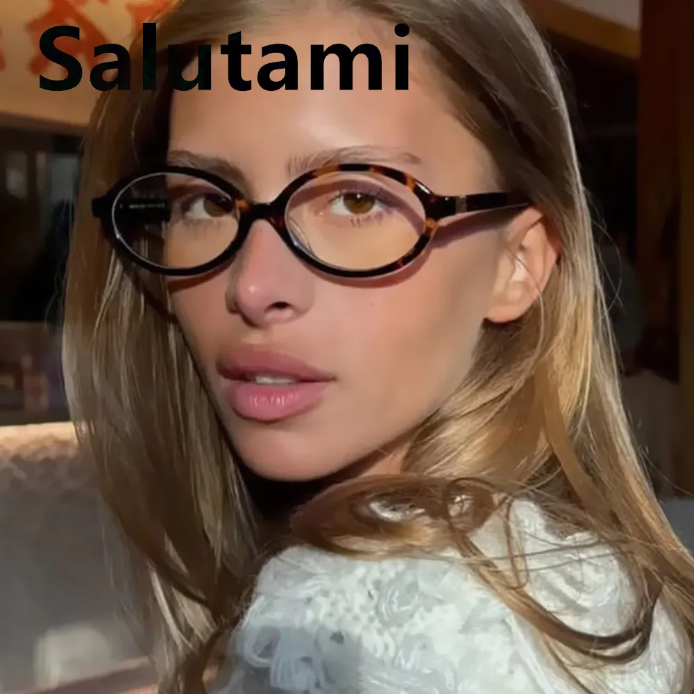 Women Fashion Eyeglasses Anti Blue Light Glasses Vintage small Oval Eyewear Frames Retro Men Leopard Eyeglasses