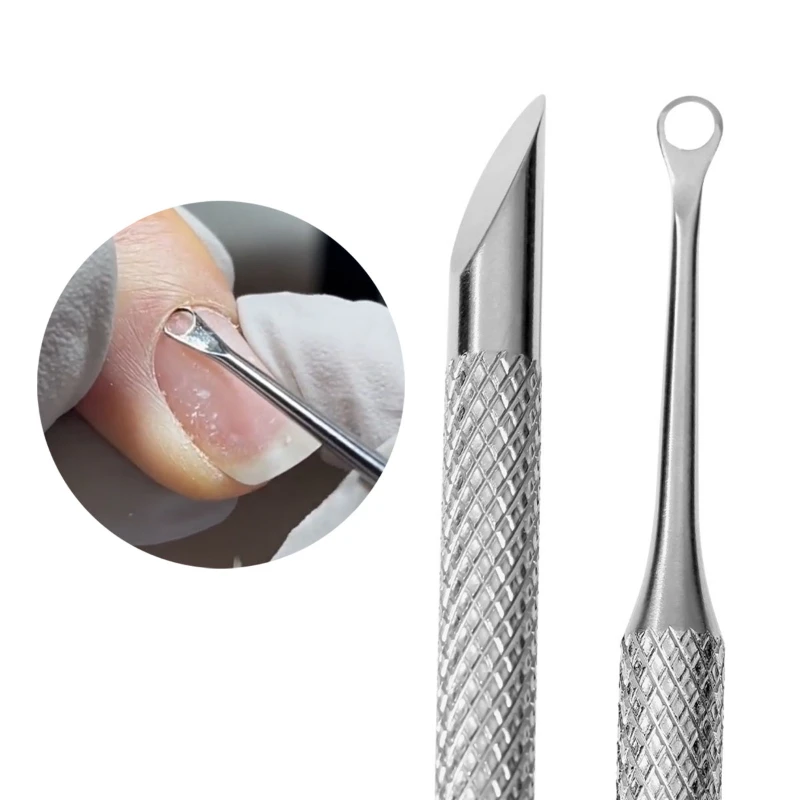 Manicure Sticks Tool Nail Double-ended Use Stainless Steel Circle Beveled Head Cuticle Pusher Remover