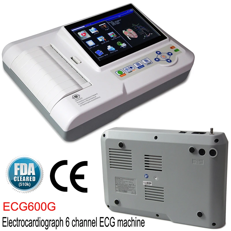 CONTEC ECG600G Touch Screen Digital Electrokardiograph 6 Channels 12 Leads EKG Monitor with Thermal Printer