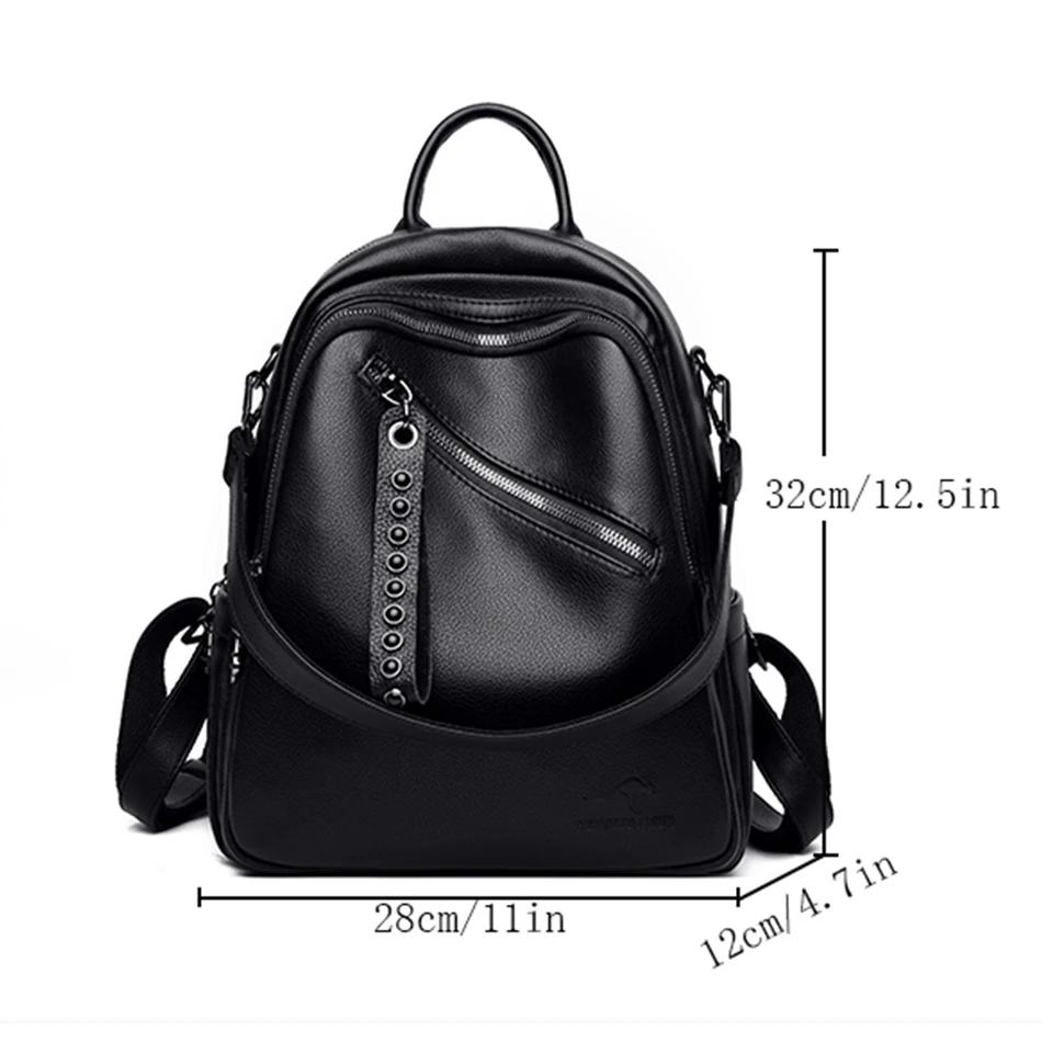 2023 New Women High Quality Leather Backpacks High Capacity Casual Travel Backpack Mochilas School Backpack for College Students