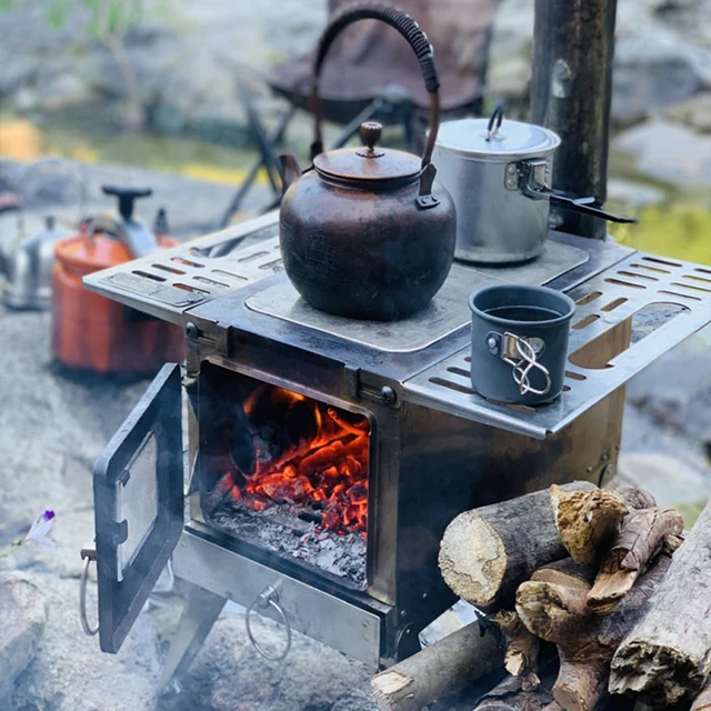 HANTU Outdoor Wood Stove Stainless Steel Bushcraft Detachable Multipurpose  Camping Tent Heating Furnace Winter Firewood Picnic