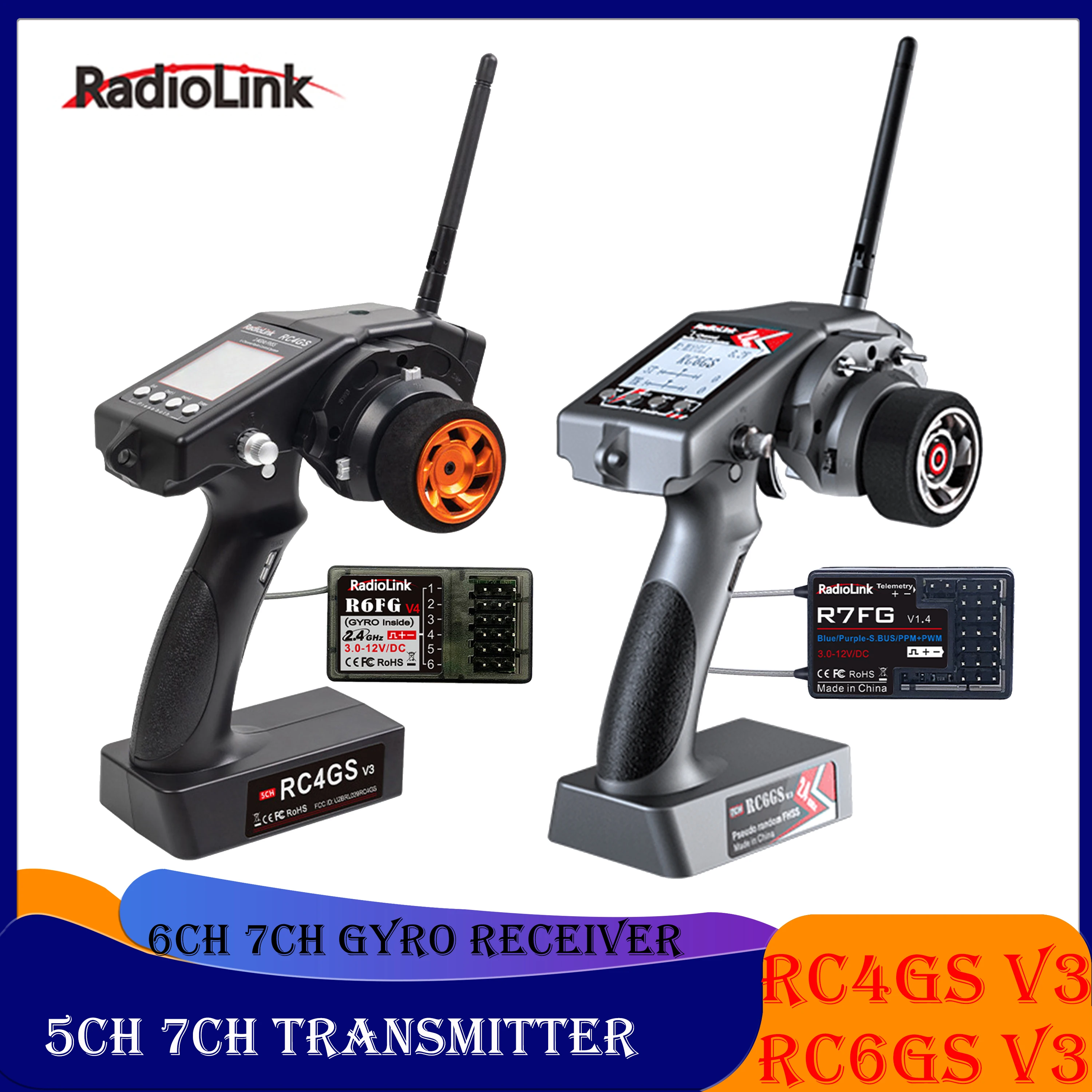 RadioLink RC4GS RC6GS V3 5CH 7CH Transmitter 2.4G Remote Controller w