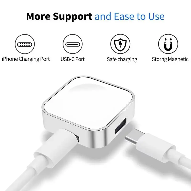 Magnetic Portable Wireless Smartwatch Charger with Dual Port