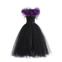 Maleficent Neck Dress Girls Halloween Theme Cosplay