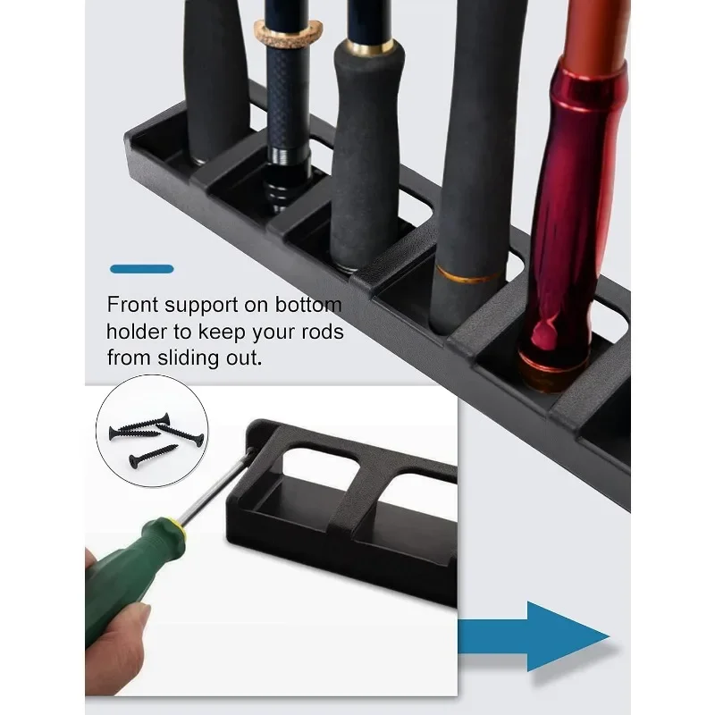 Fishing Rod Holder Fishing Rod Bracket Fishing Rod Support Fishing Rod Rest 8 Rod Holder Fishing Rod Holder Storage Tool Wall Mounted Modular Fishing Suitable for Garage Wall Space Saving Support Rack
