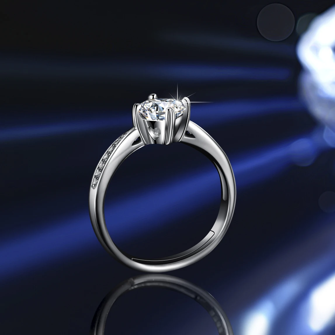 Silver cross ring Silver heart ring Silver rose ring Silver rings Silver ring Gold plated silver ring Silver plated ring 925 sterling silver Mozambican stone one carat diamond lady ring by romantic love four claw love shape