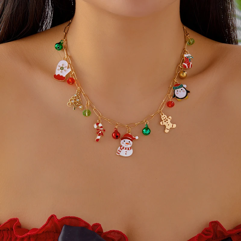 GANPUP Weihnachtskollektion Halskette für Damen, modisch, Winter, Weihnachten, Schneemann, Handschuh, Anhänger, Halskette, Halskette, Schmuck, Geschenk – Detail 5