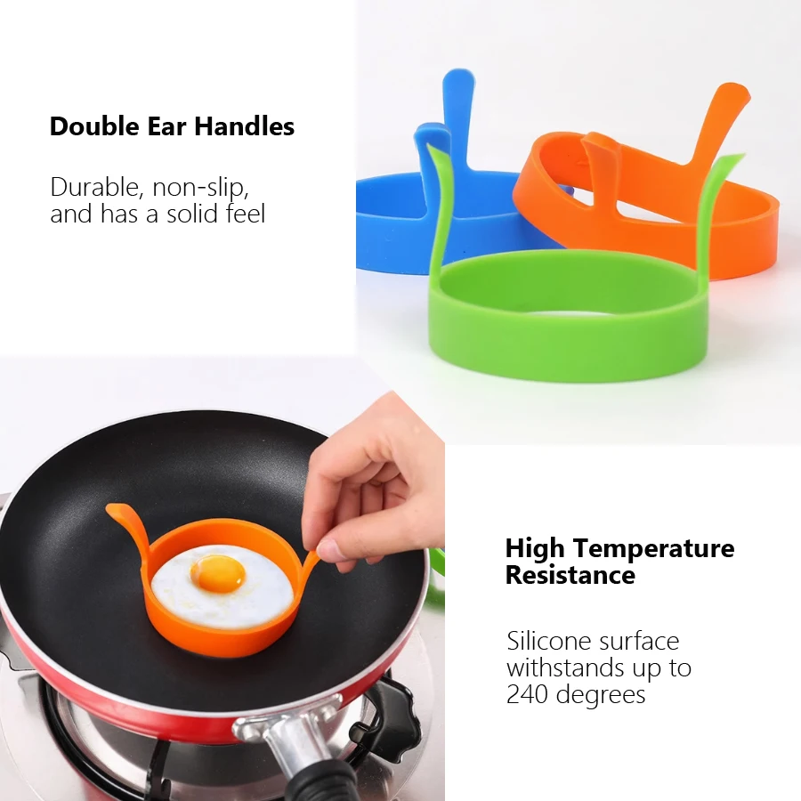 Breakfast Omelette Ring Fried Egg Mold 3Pcs Food Grade Silicone Egg Ring Pancake Cooking DIY Tool Frying Moulds Kitchen Tool egg mold egg ring