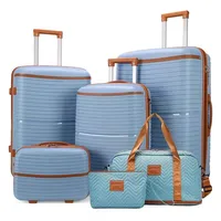 Nouveau Ensemble de bagages 6 pièces valise à coque rigide grande capacité léger serrure TSA 360 °   Roues tournantes à main approuvées pour les voyages 3