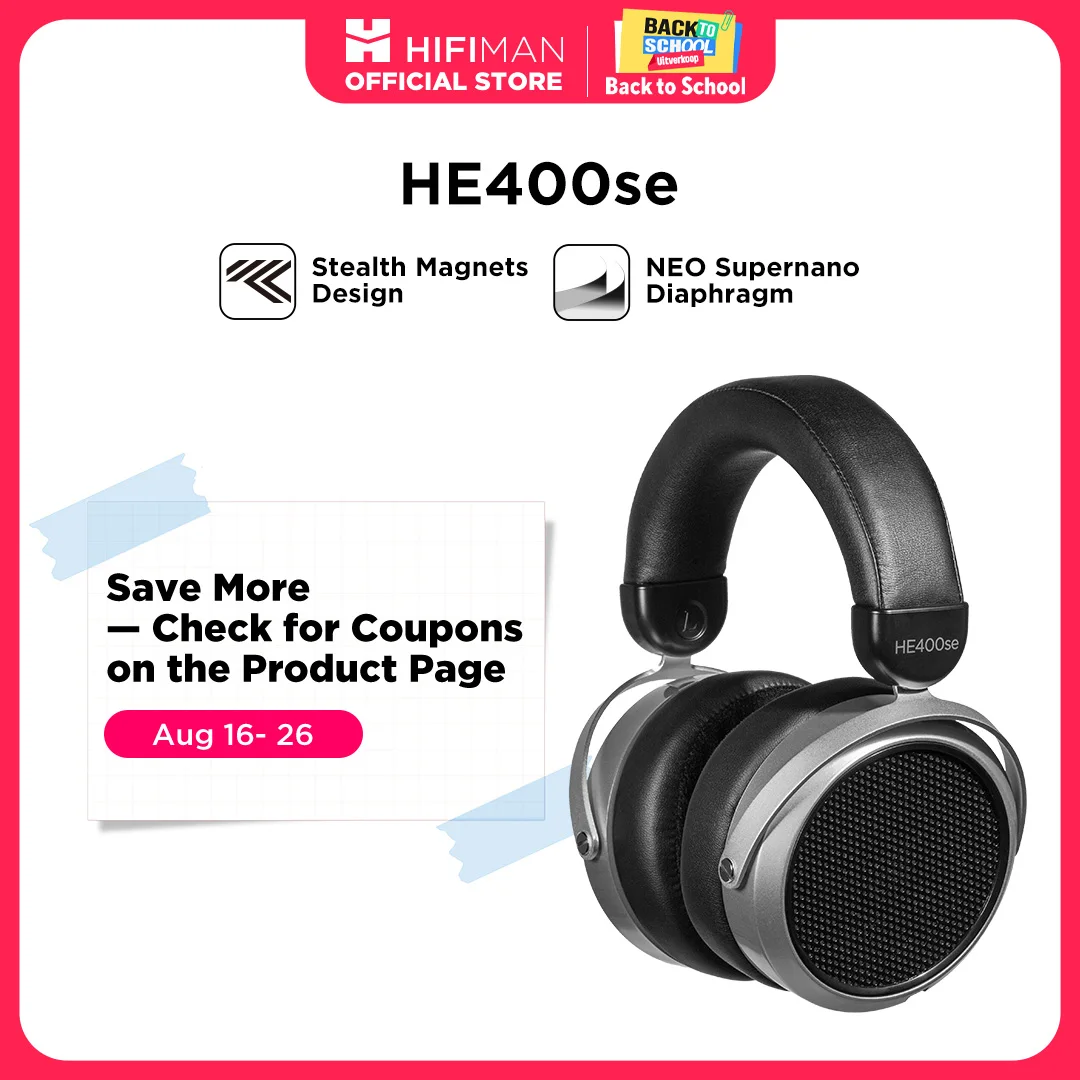 HIFIMAN HE400SE سماعات رأس سلكية مغناطيسية مستوية كاملة الحجم فوق الأذن مفتوحة من الخلف — صورة 1