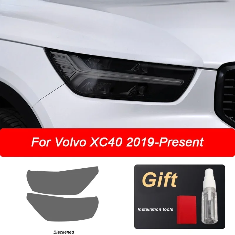 

2 Pcs For Volvo XC40 2019 2020 Accessories Car Headlight Protective Film Protection Self Healing Transparent Black TPU Sticker