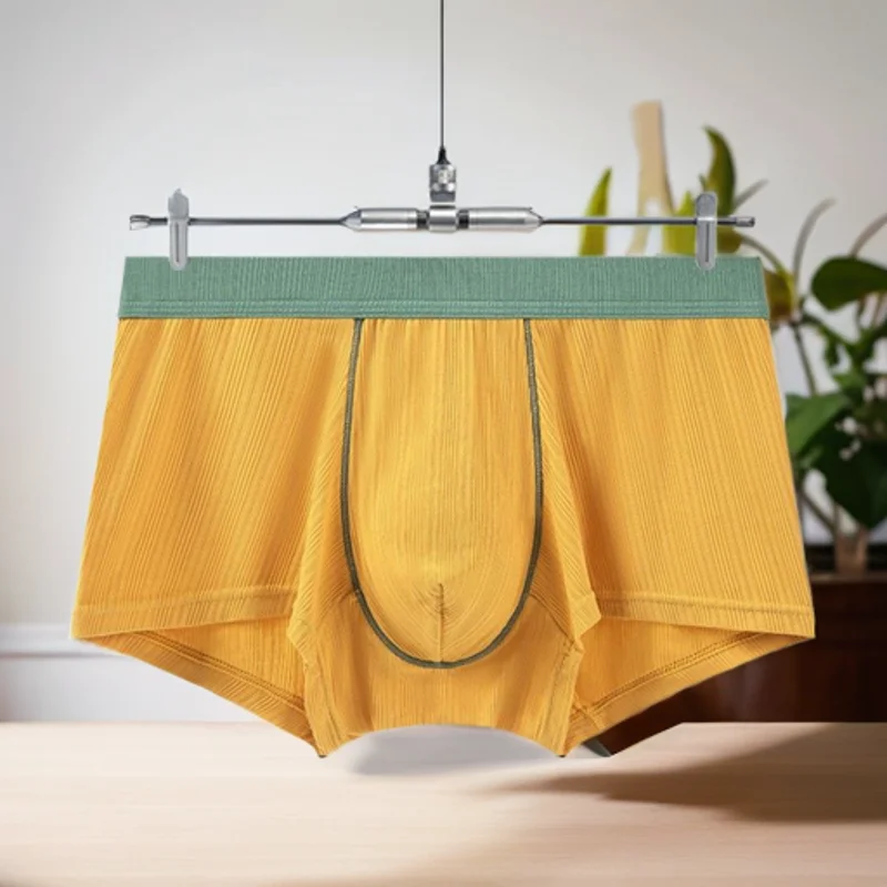 2 Pcs Thread cotton Sexy Men's Boxer Shorts Panties Breathable Pouch Bulge Underpants Male Summer U Pouch Male Panties Gay Ropa