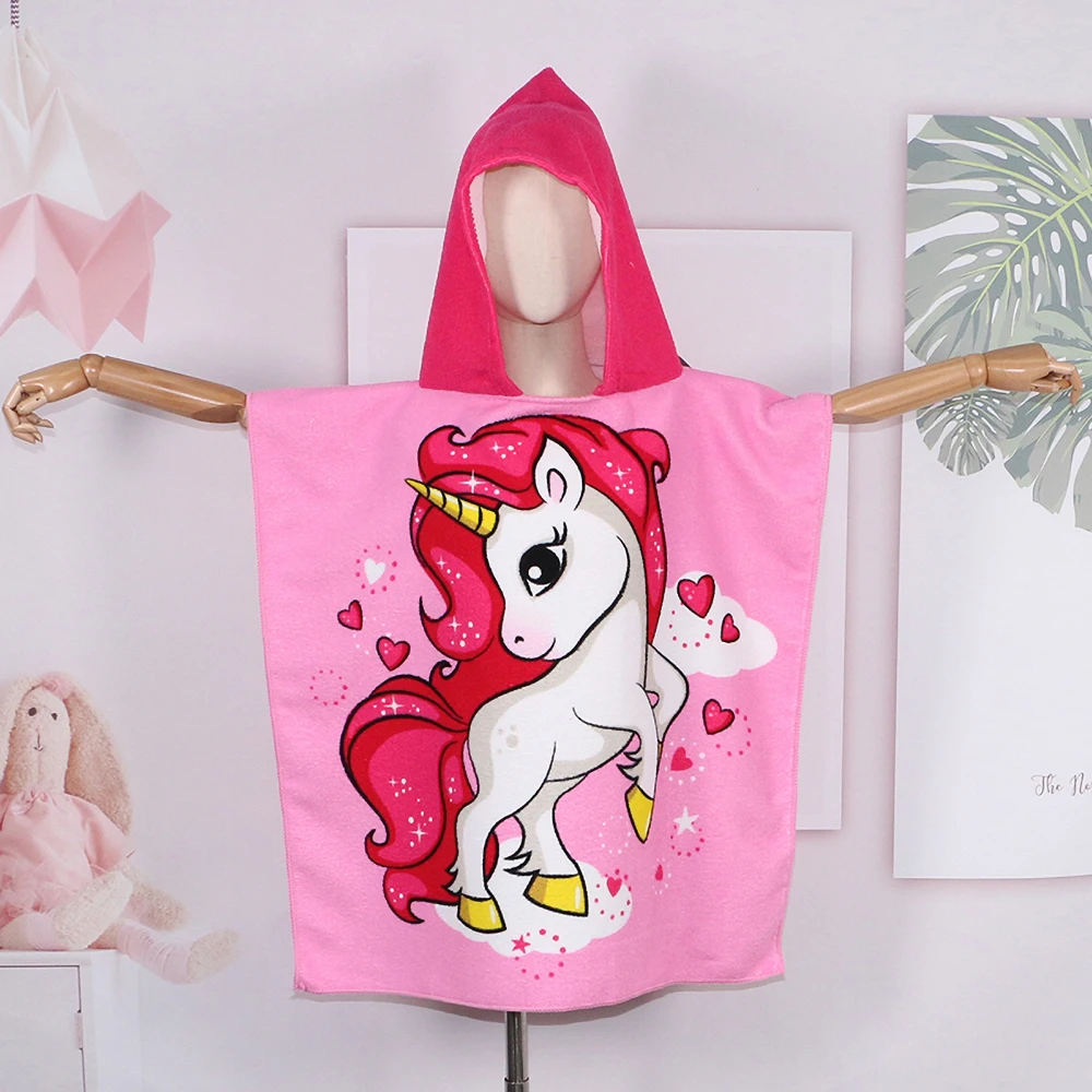 Unicorn Bathrobes for Children Baby Kids Cartoon Beach Towels Kids Bath Stuff Poncho Toddler Newborn Wrap Blanket Baby Bath Robe