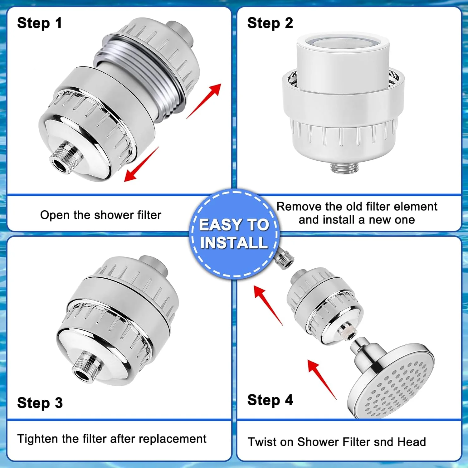 Shower Filter Replacement Shower Cartridge Filter 4 Pack 20 Stage Head Filter Refill with Vitamin C Head Replacem