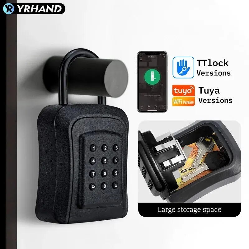 YRHAND Tuya APP Waterproof Outdoor Safe Security Intelligent Password Storage Lock Ttlock Unlock Box Anti-theft Padlock Box