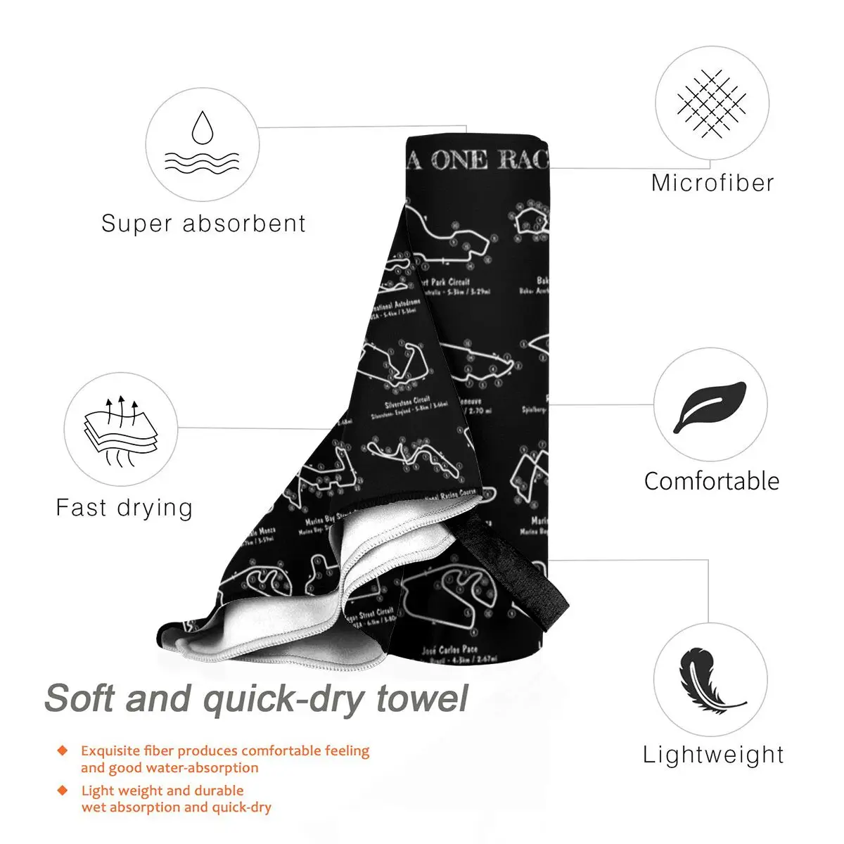 F1 Race Tracks Beach Towel Soft Microfiber Quick Dry Absorbent Quick Towels For Pool 4