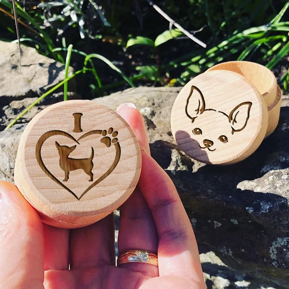 Dog Printed Wooden Carved Dog Fur Hair Memorial Box for Save Teeth Pet Teeth Storage Lost Pet Urn Memorial Gift for Lovers cremation urn pet memorial stones
