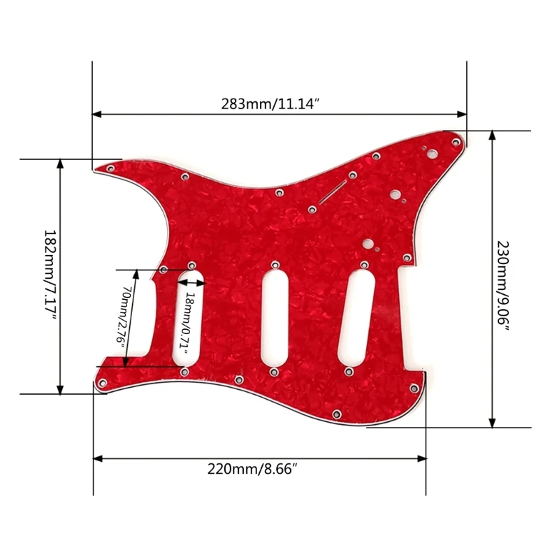 11 Holes 3 Ply Guitar Bass Pickguard Scratch Plate SSS Scratch Plate for Standard Strat Modern Style Guitar Replacements