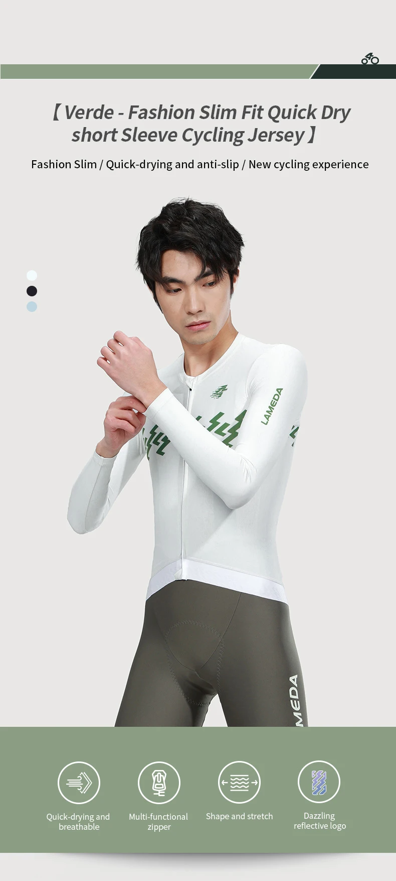LAMEDA Radtrikot, atmungsaktiv, schnell trocknend, langärmelig, Rennrad-Shirt, Reiten, Radfahren, Sommer, Herren-Fahrradbekleidung – Detail 1