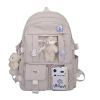 Sweet Cute Nylon Backpack for Women Classic Causal Designer Girl Backpack Bag Doll Pendant Fashion School Bag for Girl 4