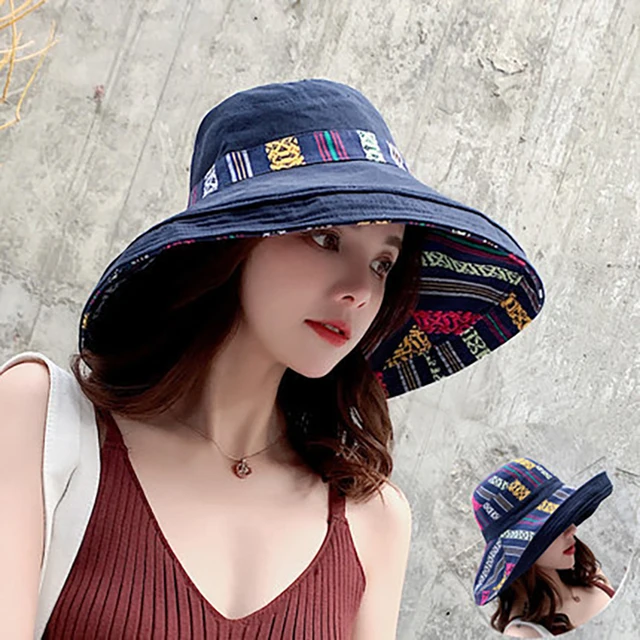Retro Beach Hat For Women, Summer Sun Protection, Ethnic Style, Big Brim Hat For Outings, Sun Protection, Seaside Cool Hat 3
