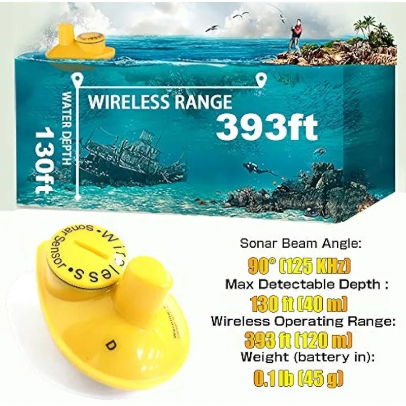 Lucky Castable Wireless Fish Finder Kayak Portable Ice Fish Finders Handheld LCD Display Depth Finder Boat