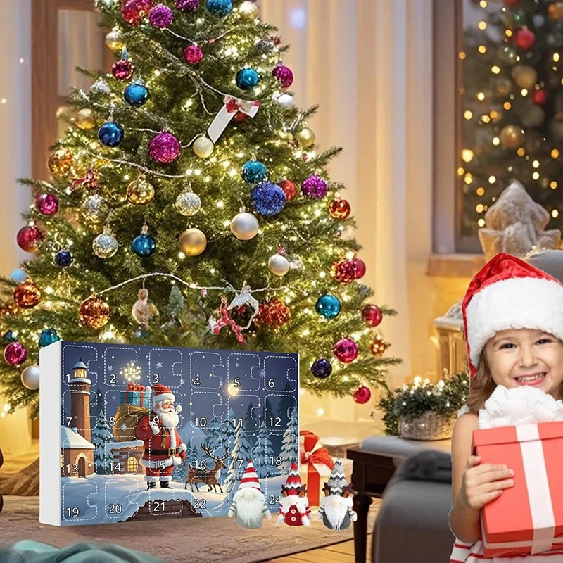 Christmas Gnome Countdown Calendar Xmas Advent Calendar Blind Box With Collectible Plush Doll Toy