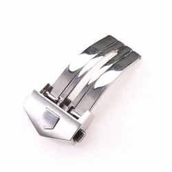 Stainless Steel Folding Clasp Double Button Watch Buckle - 18mm/20mm Strap - 20mm (Silver)
