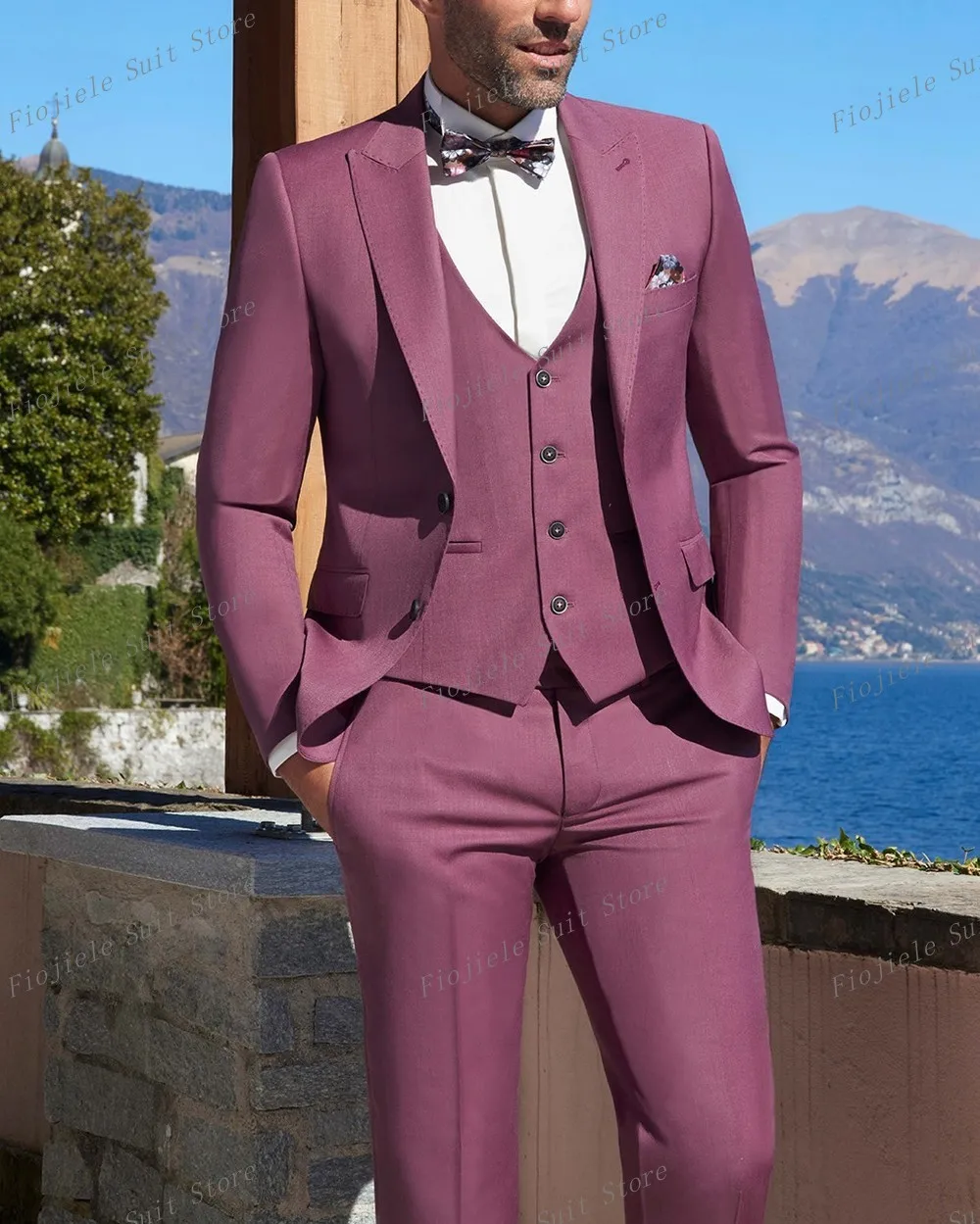 

New Men Suit Business Groom Groomsman Wedding Party 3-Piece Set Formal Occasions Tuxedo Jacket Vest Pants F03