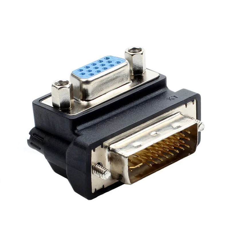 DVI-I 24 + 5 수-VGA 15 핀 암 90 도 직각 컨버터 어댑터, HD 컨버터 어댑터, 15 핀 VGA-DVI 24 + 5 어댑터