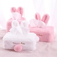 Tissue Box Muppet Tissue Cover Holder Practical Decorative Convenient Easy to Use Rubber Strap Cute Rabbit Ears Tail Fluffy Warm 1
