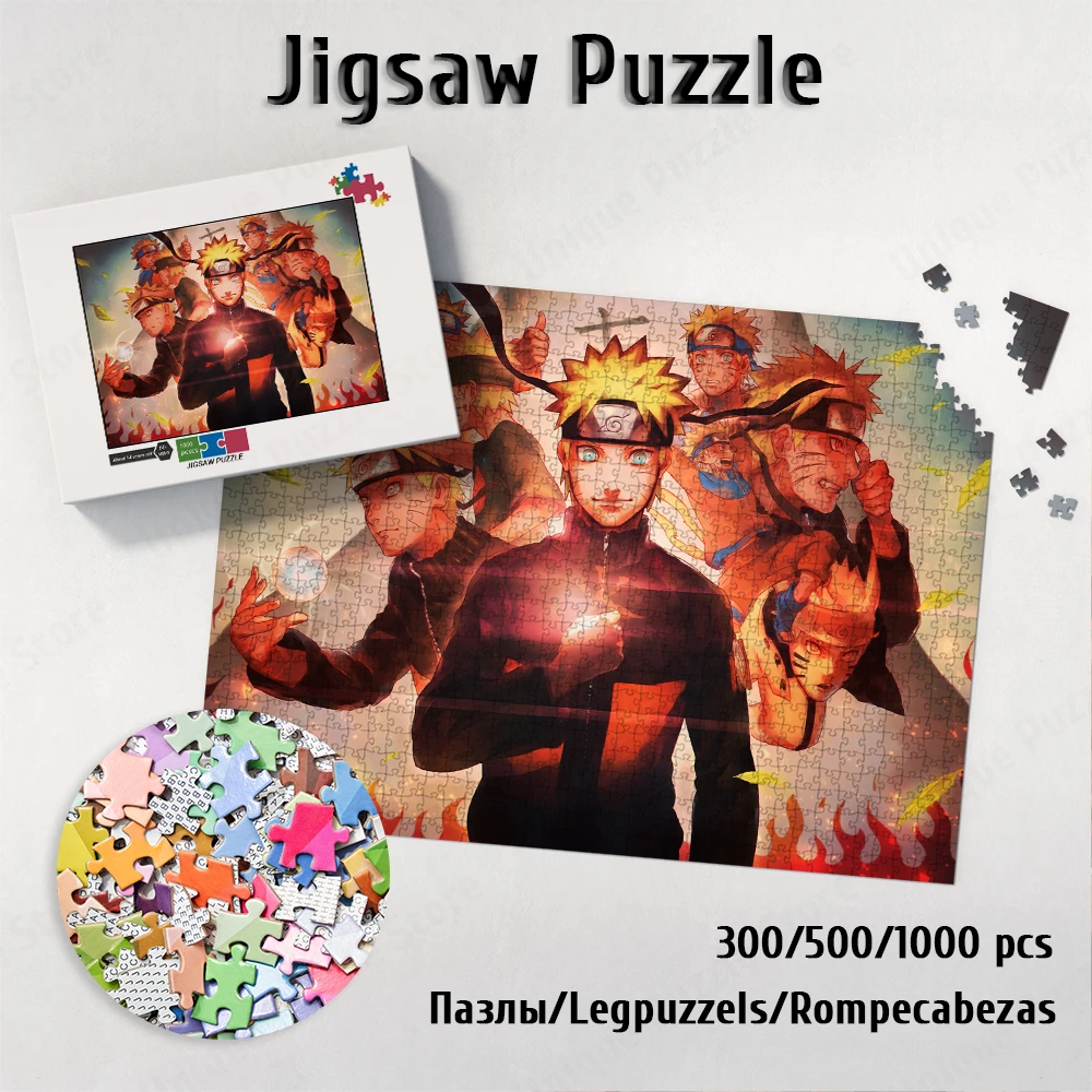 

Пазлы Наруто для взрослых, японский мультфильм, 300/500/1000 шт., искусственные игры, Bandai, аниме, детские развивающие игрушки, подарок