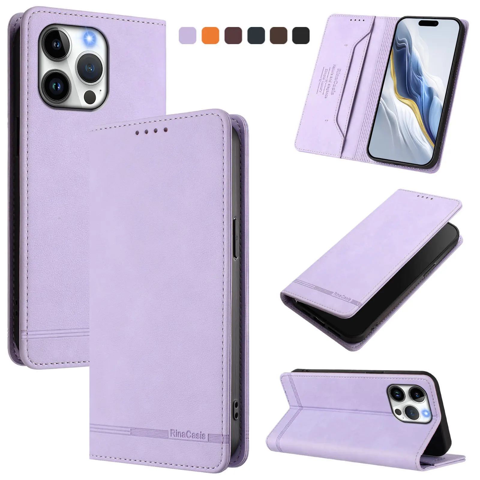 Retro Leather RFID Blocking Flip Wallet Case - 1 Card Closed Cover