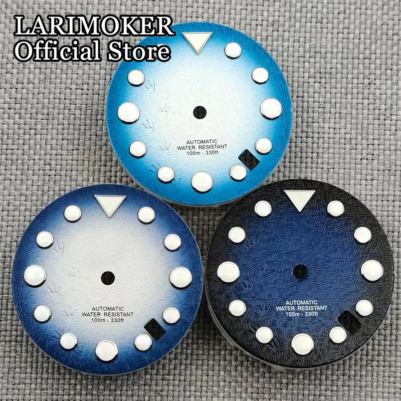 

Циферблат LARIMOKER 29 мм, синий, серый, темно-синий, черный циферблат, зеленый светящийся циферблат, подходит для движения NH35, подходит для короны 4,5 часов