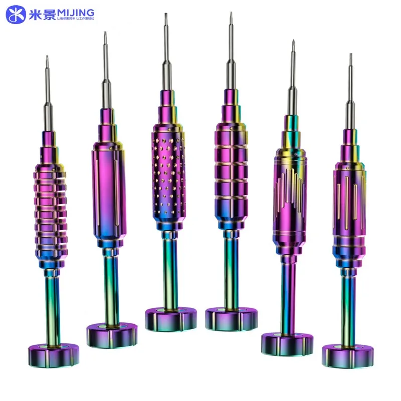 

MIJING Mobile Phone Professional Maintenance 3D Color Screwdriver Y0.6 PH000 Pentalobe 0.8 M2.5 T1 T2 Bits OEM Screwdrivers Set