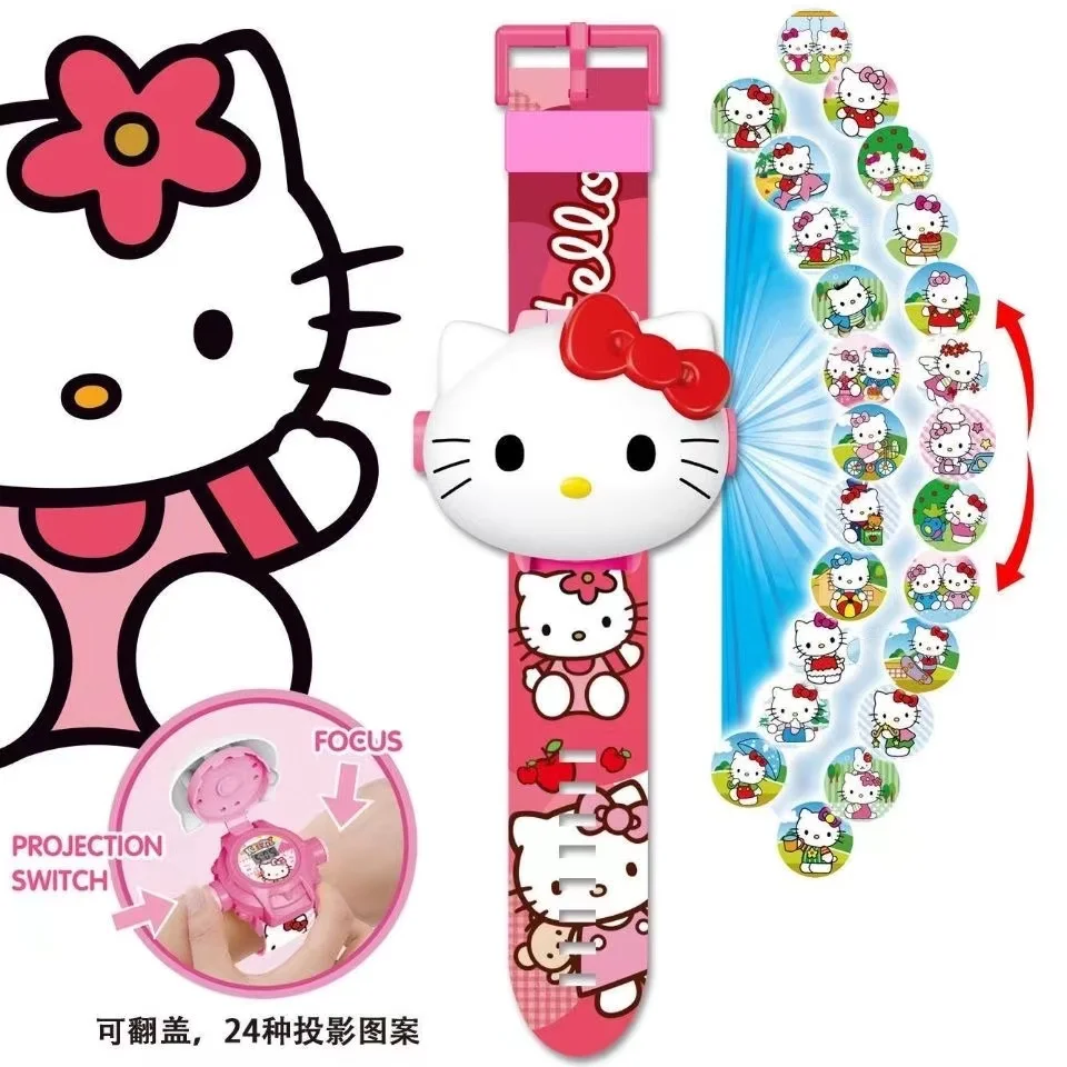 

Sanrio Hello Kitty Kuromi Melody Cinnamoroll Children's Watch Cartoon 24 3D Projection Electronic Watch Kids Birthday Gift Toy