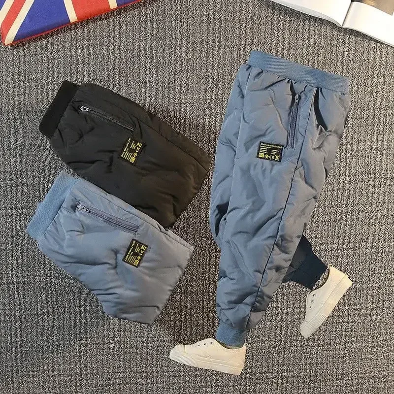 Kids Pants Winter Fleece Thick 2-12Y Child Solid Warm Casual Sports for Boys Girls