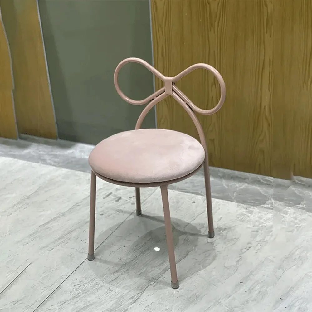 wedding party pink velvet kid chair bow back iron frame cushion small mini children dining chair