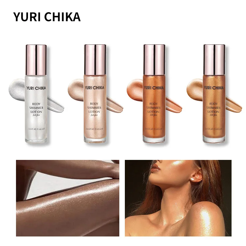 4 Color Shimmer Body Lotion Waterproof Sunscreen Lasting Brighten Skin Tone Fashion Beach Sexy Liquid Highlight Cosmetics 10ml