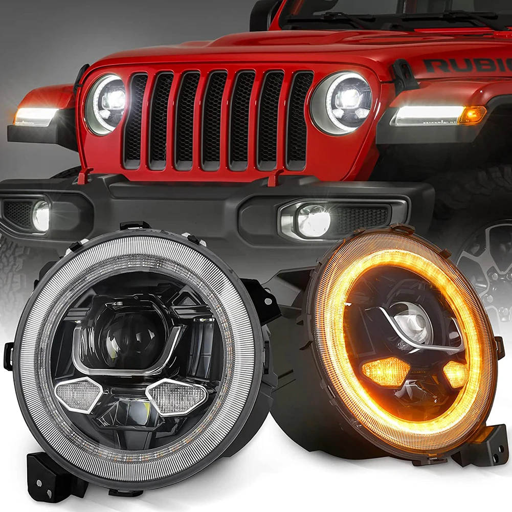 

LED Headlights with Welcome Light DRL Turn Signal Halo Hi/Lo Beam Adjustable for -Jeep Wrangler JL 2018-2021 Gladiator JT 2020