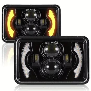 4x6 Inch LED Headlights Hi/Lo Beam with White & Amber DRL – H4651 H4652 H4656 H4666 Compatible | Off-Road Car & Truck Conversion Headlights 1
