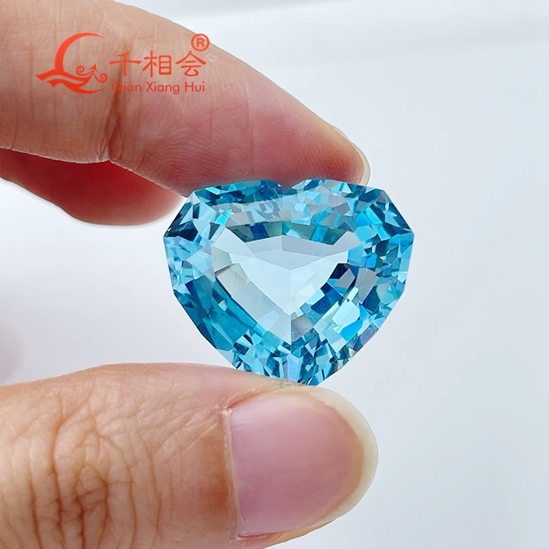 천연 블루 토파즈 하트 모양, 천연 컷, 38.15ct 보석, 루즈 스톤, 보석 제작 인증