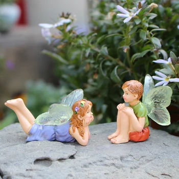 2pcs Funny Fairy Boy And Girl Statue 1