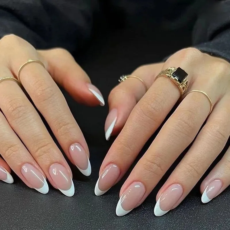 Description Picture 2 of item24 PCs Short French Minimalist Nails with 1 Jelly and 1 Nail File