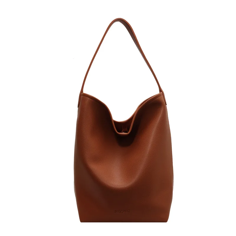Shoulder Bags Large Capacity Women's Bag Summer 2023 New Shoulder Bag Bucket Bag Handbag Trendy Simple PU Leather