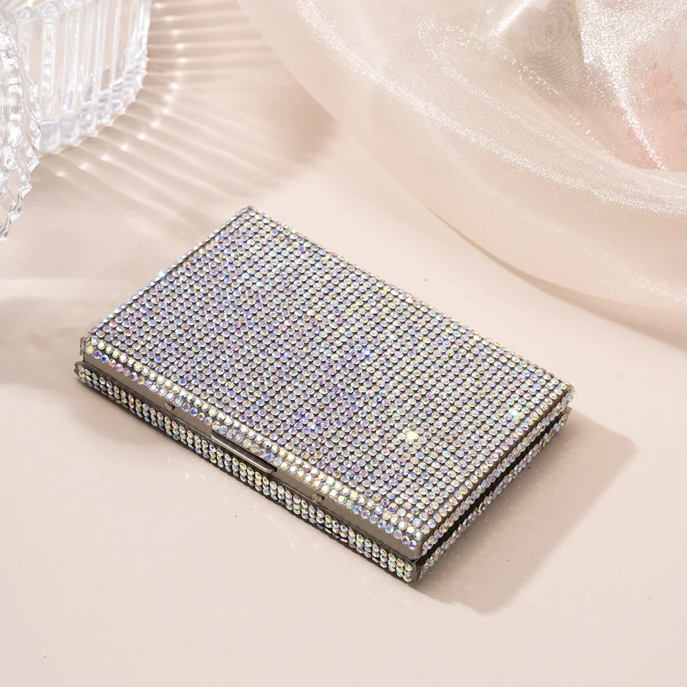 Rhinestone StainlessSteel Credit Card Holder Men Slim Anti Protect Travel ID Cardholder Women Rfid Wallet Metal Case Porte Carte 4