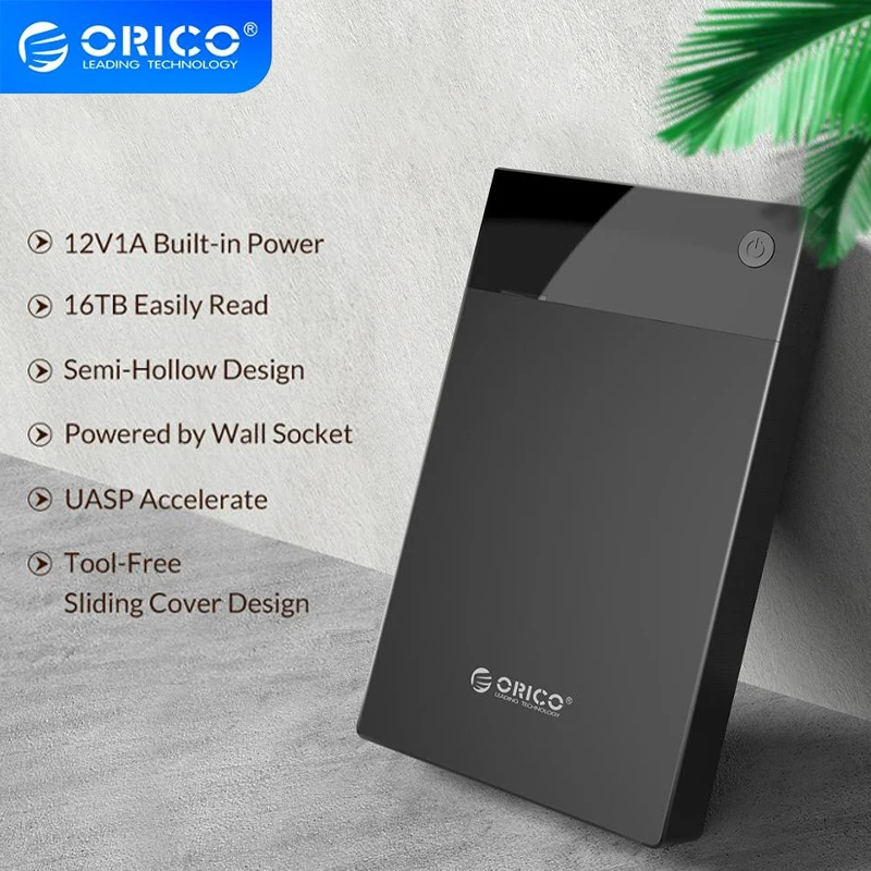 Orico-caixa de Disco Rígido Portátil Sata para Usb 3.0 Caixa de Energia Embutida Suporte 16tb Hdd Uasp 12v 3599u3 3588us3 35