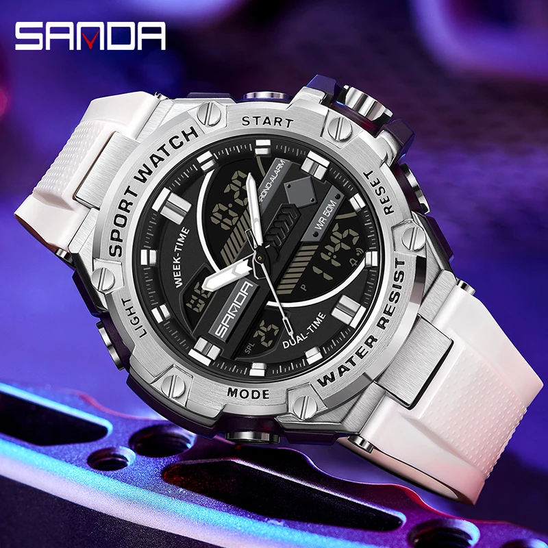 SANDA 2023 Top Brand Men's Watches Sport Military Quartz Watch 50M Waterproof Wristwatch for Men Clock relogios masculino 3185 2023 new d07 call smart watch smartwatch waterproof bluetooth music watches full touch bracelet clock for huawei samsung xiaomi