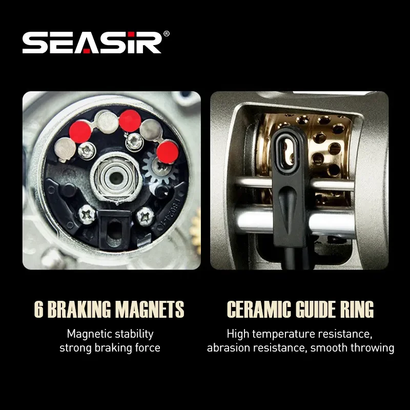 SEASIR JH Drum Baitcasting Reel Metal Body Micro/Deep Spools High Strength  Max Drag 7kg Bearing 9+1BB Saltwater Fishing Reels