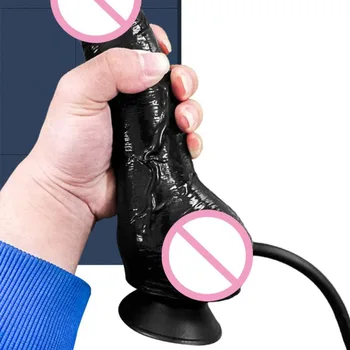 Realistic Inflatable Dildo with Suction Cup Release Button Pump Expandable Massager Sex Toy for Women Men Adult Sex Toys 6